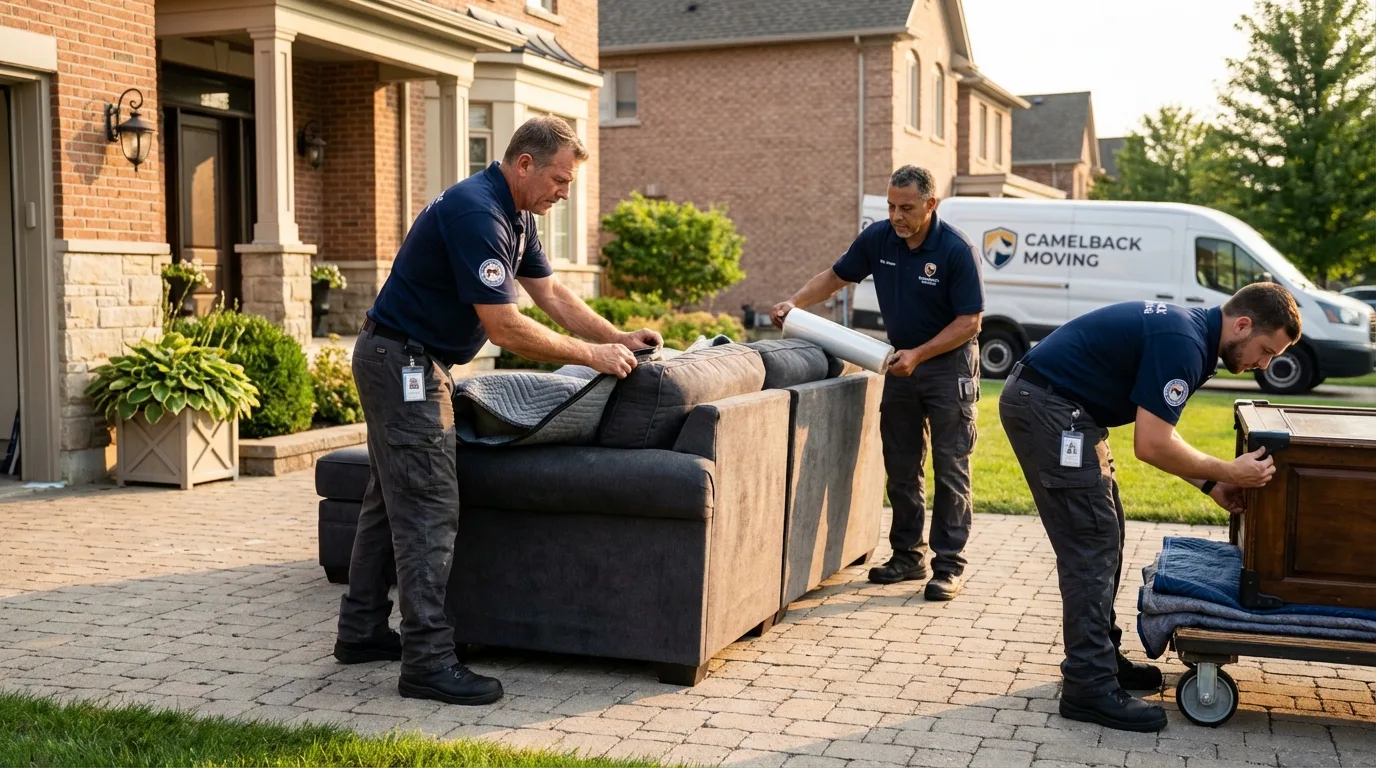 Large estate moving crew wrapping furniture in Florence, SC
