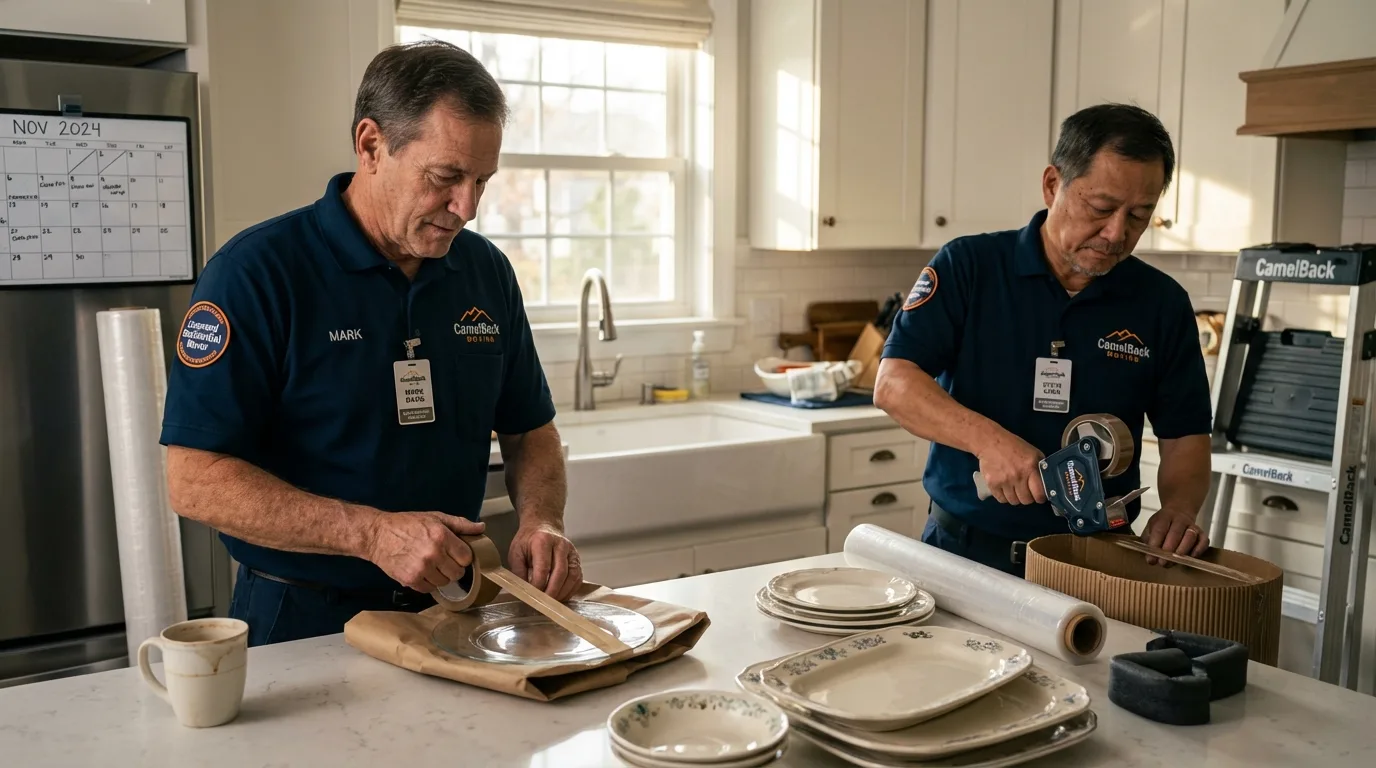 Professional crew packing kitchen dishware in Florence, SC